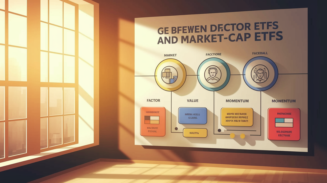 Visualisierung der strategischen Unterschiede zwischen Faktor- und Market-Cap-ETFs.