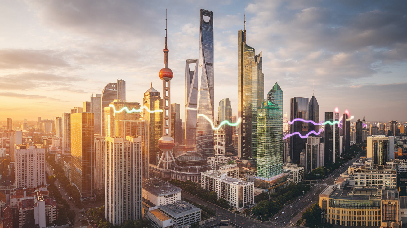 Financial centers of Shanghai and Frankfurt, symbols of growth and opportunity.