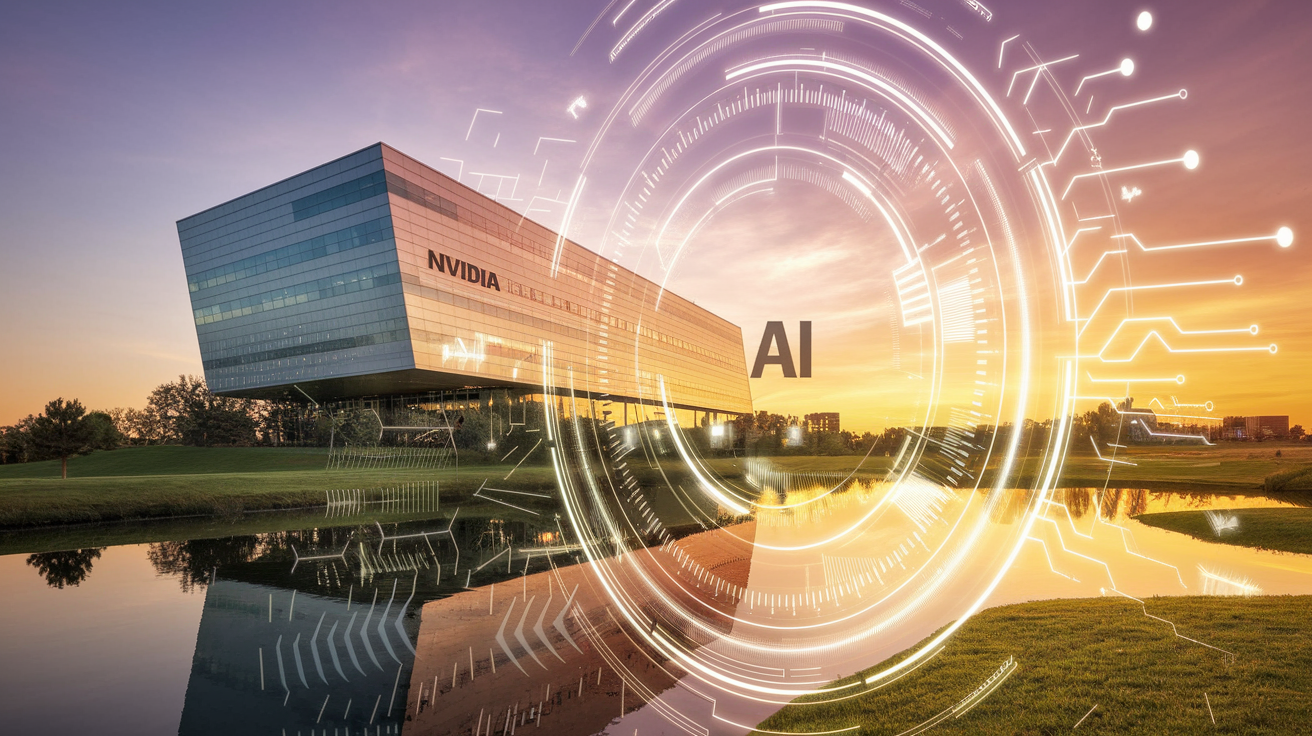 Il quartier generale di Nvidia che simboleggia il loro vantaggio strategico nell'innovazione dei chip AI.