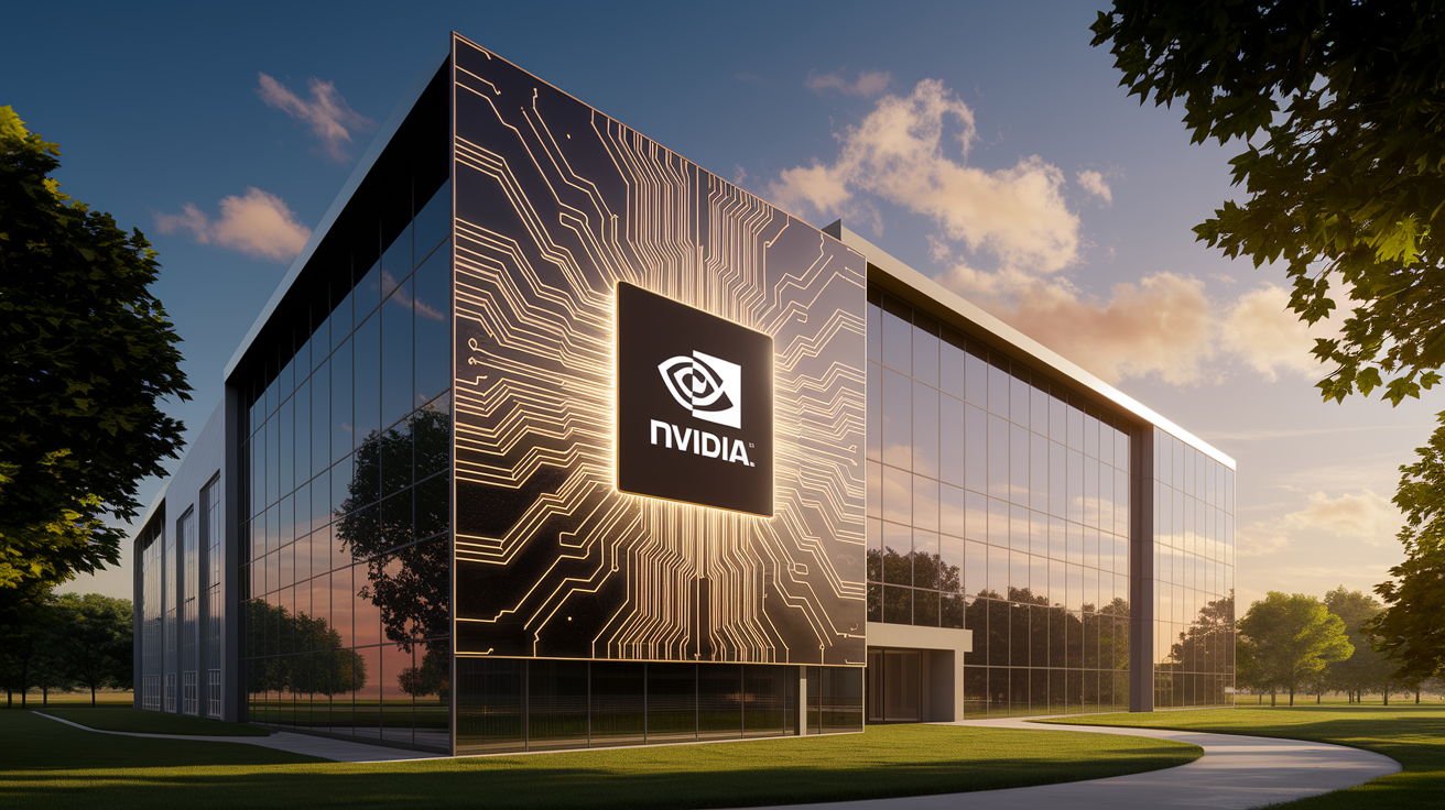 Il quartier generale di Nvidia che simboleggia il loro vantaggio strategico nell'innovazione dei chip AI.