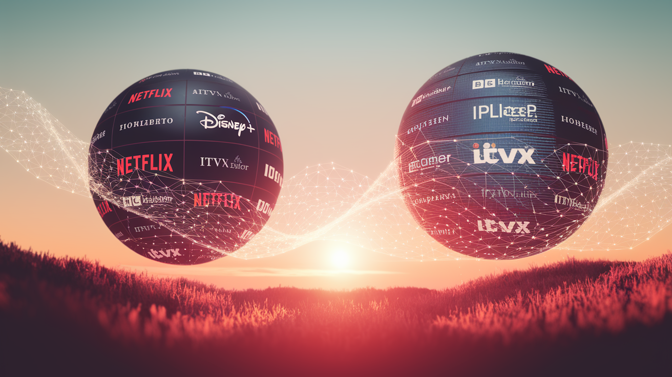 Vergleich der globalen Reichweite von US-amerikanischen und britischen Streaming-Diensten.