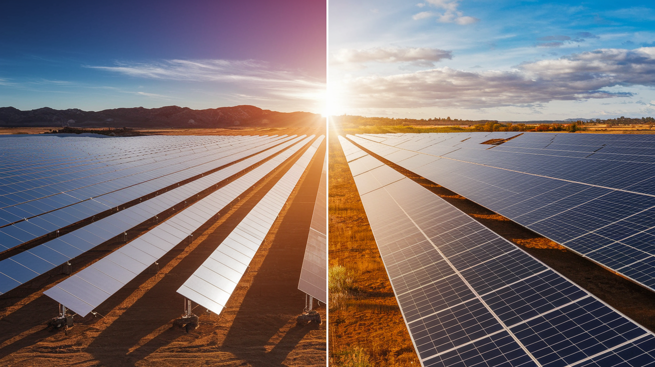 Vergleich der Solarenergietechnologien in Spanien und Australien.