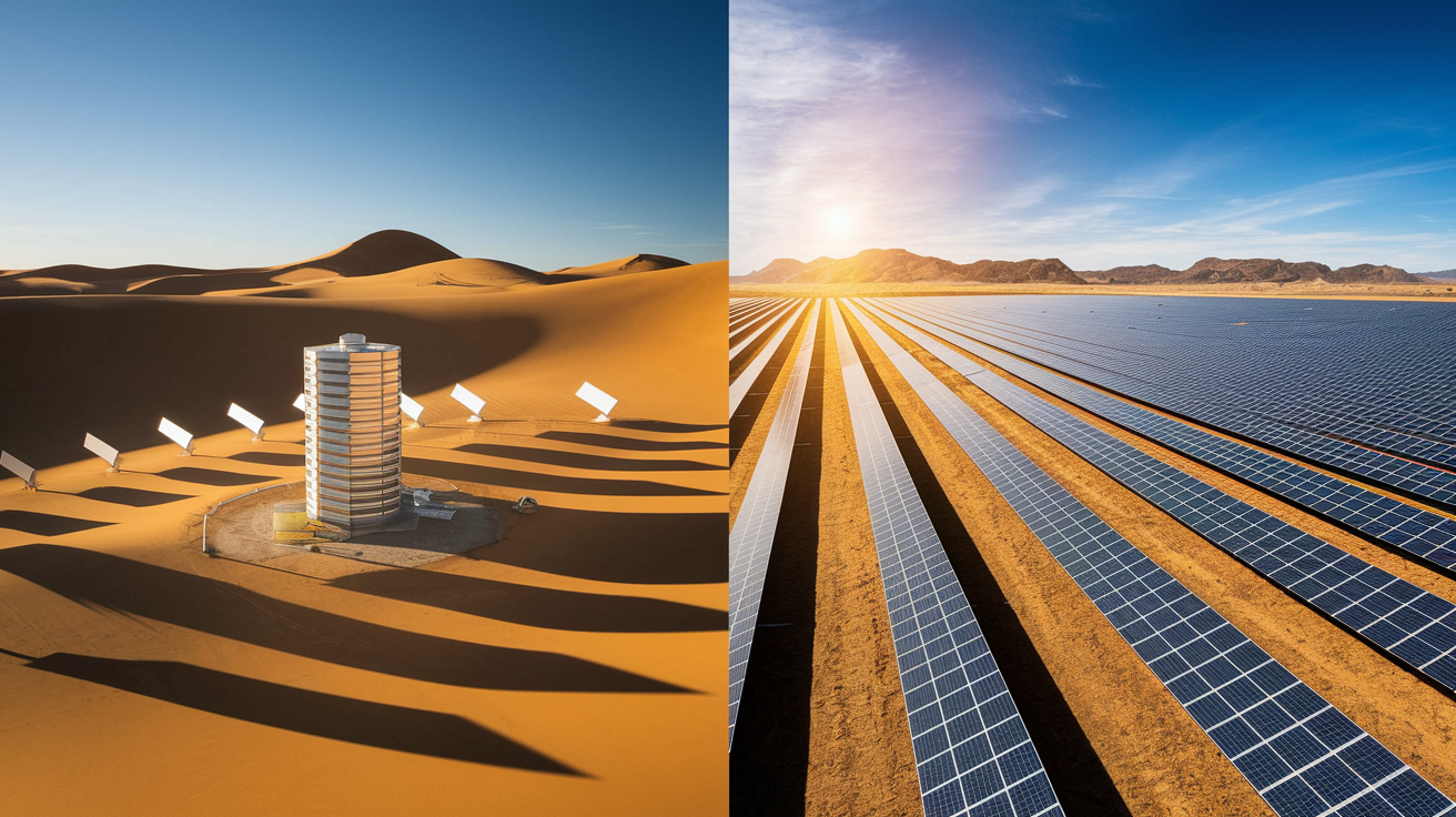 Vergleich der Solarenergietechnologien in Spanien und Australien.