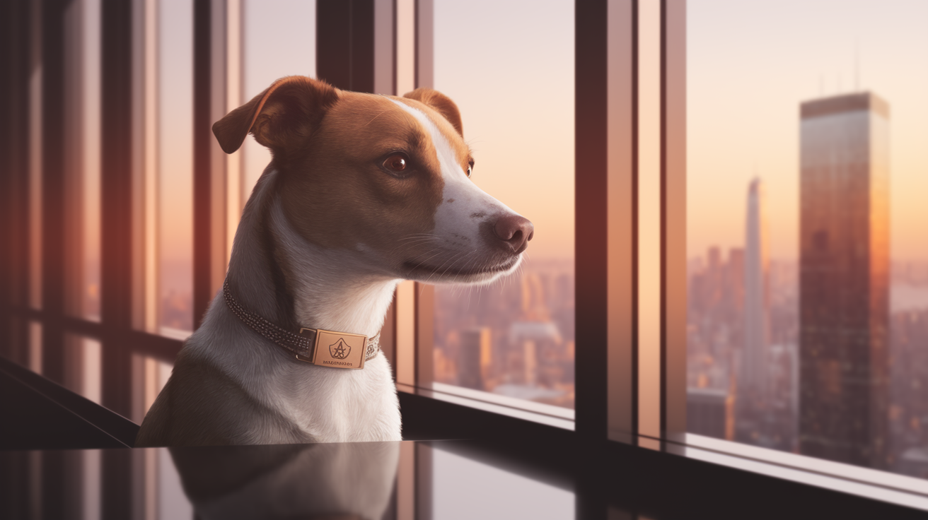 Ein Hund im Büro zeigt die Notwendigkeit der Hundehaftpflichtversicherung.