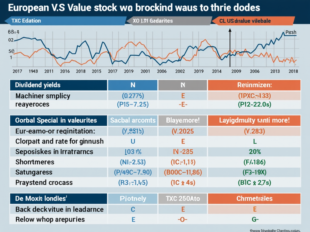 Comparison of valuation parameters of European and U.S. value stocks.