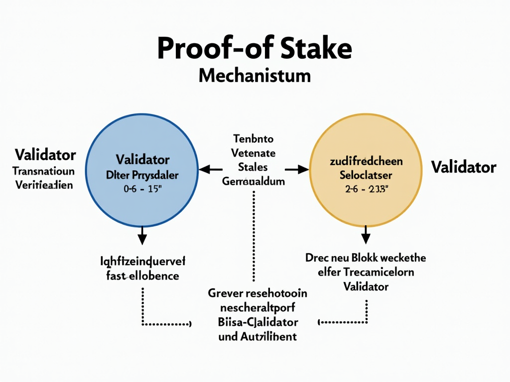 Illustration des Proof-of-Stake-Mechanismus im Krypto-Staking.