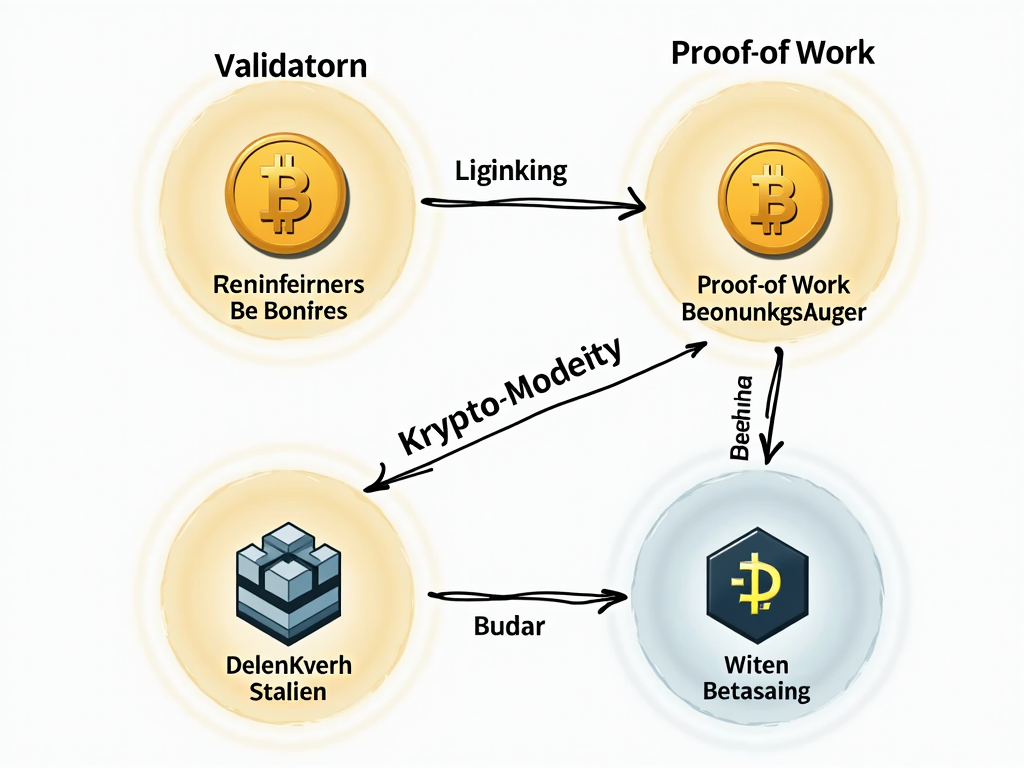 Illustration der Mechanismen hinter Krypto-Staking und dem Proof-of-Stake Konsens.