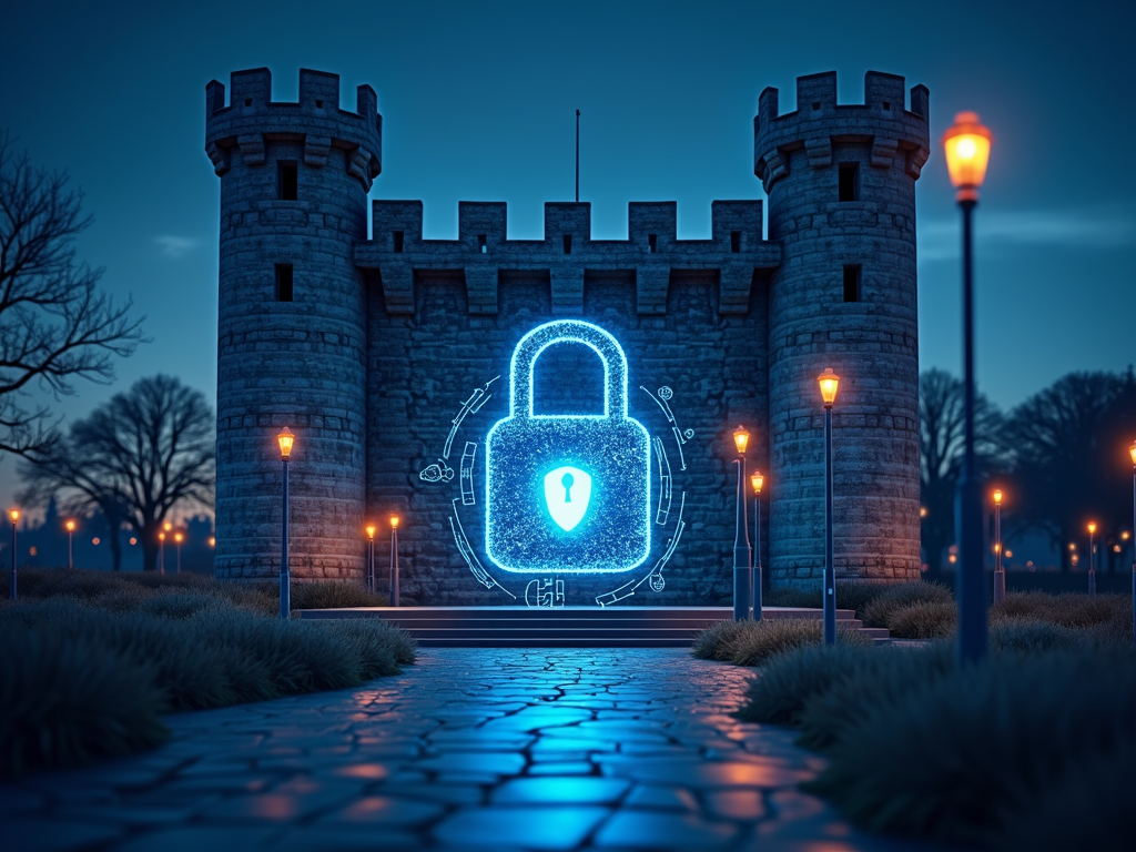 Una fortezza digitale che rappresenta la robusta protezione offerta dalle aziende di cybersecurity.