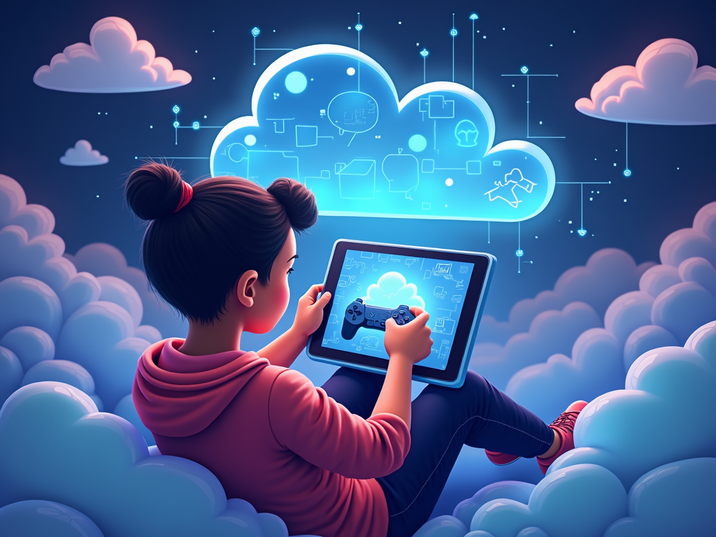 A gamer enjoys a game through Cloud Gaming, known for its flexibility and innovation.