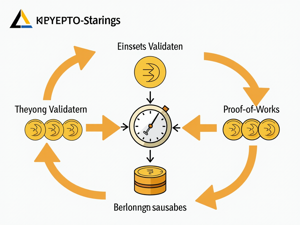 Illustration der Mechanismen hinter Krypto-Staking und dem Proof-of-Stake Konsens.